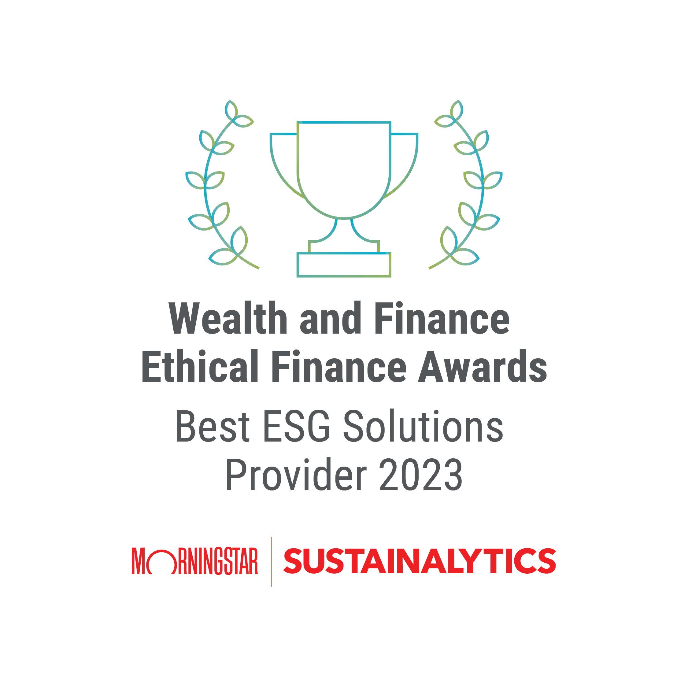 Best ESG Solutions Provider, Wealth and Finance Ethical Finance Awards 2023
